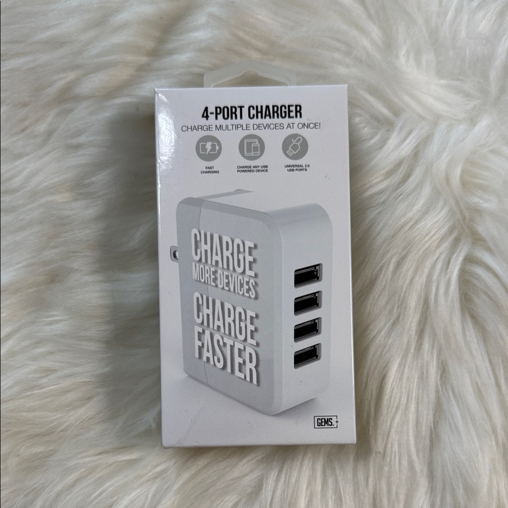 GEMS 4 PORT WALL CHARGER WHITE